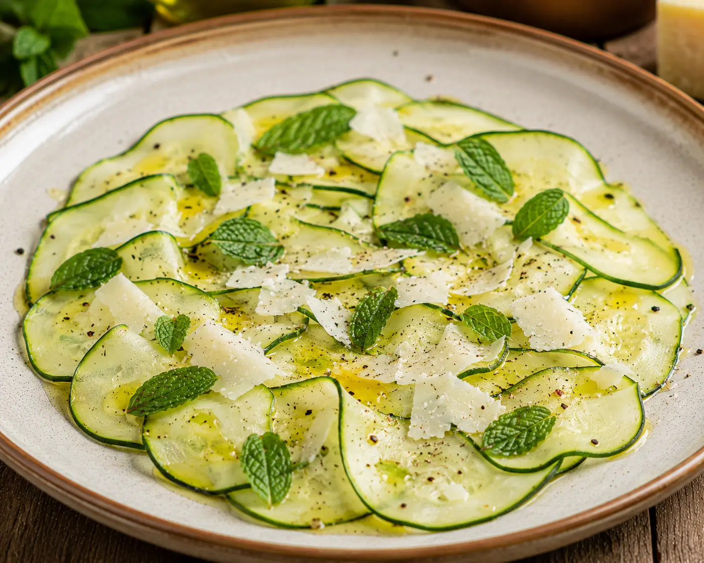 Carpaccio di zucchine con pecorino pugliese e menta