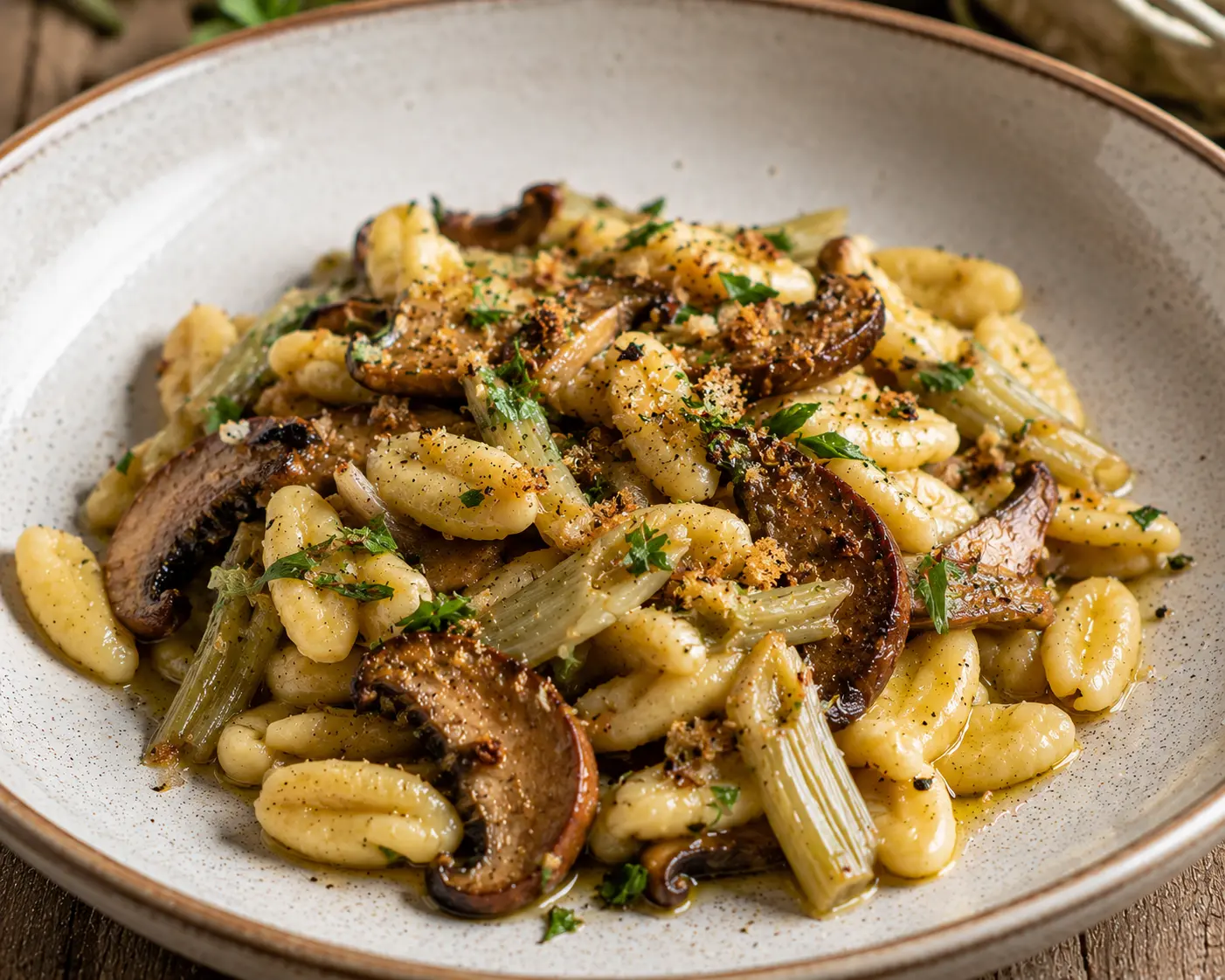 Cavatelli con funghi cardoncelli e cardi spinosi