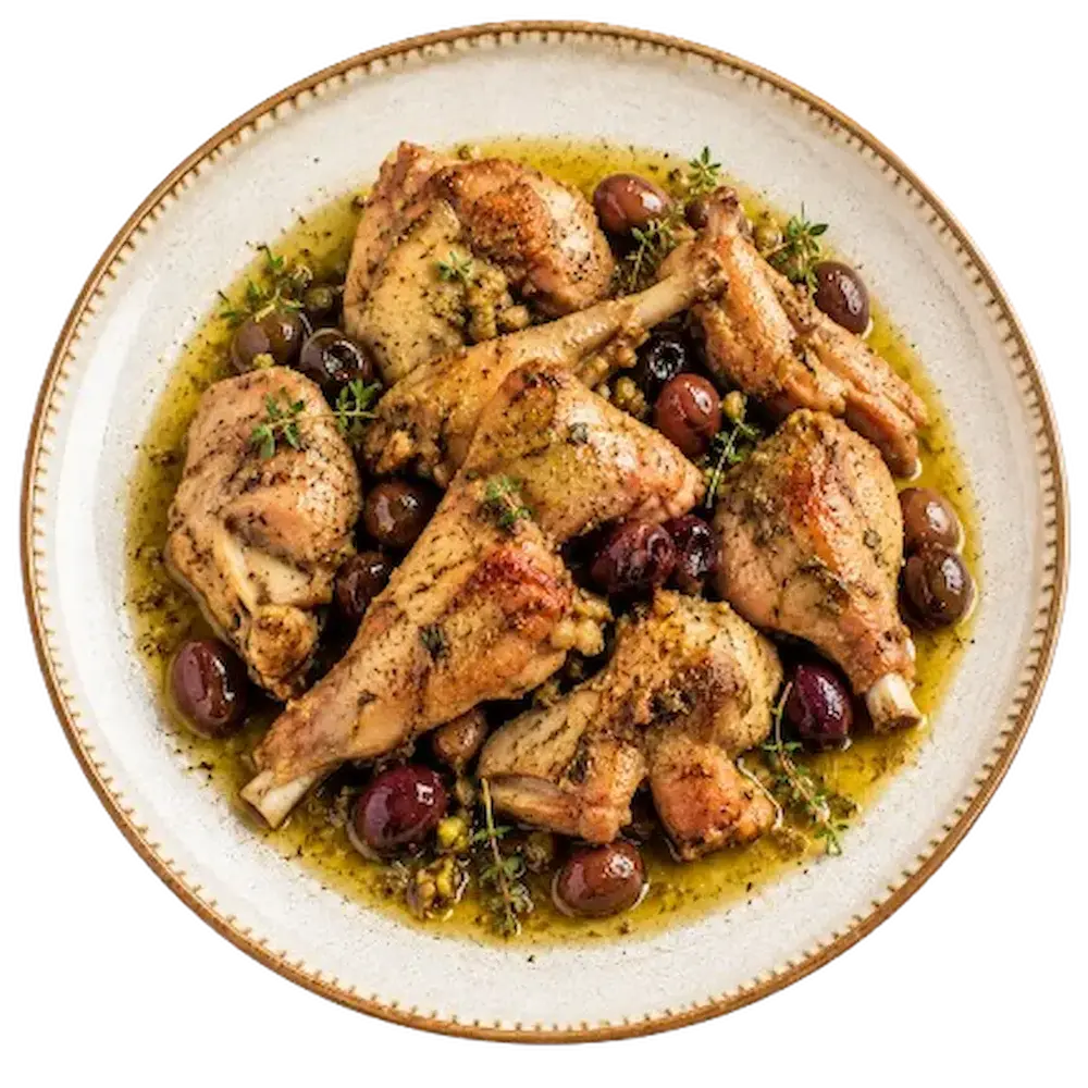 Coniglio alla Murgia con olive baresane, piatto pronto