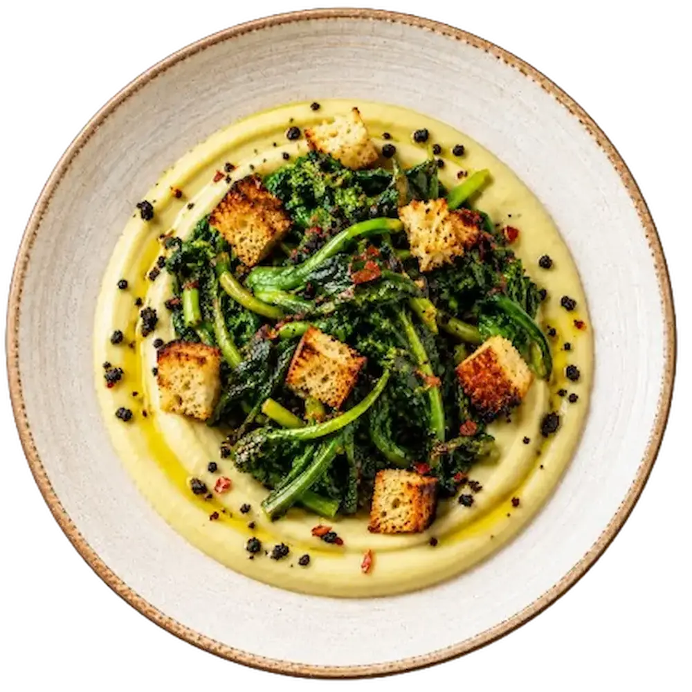 Fave e cicorie in chiave gourmet, piatto pronto