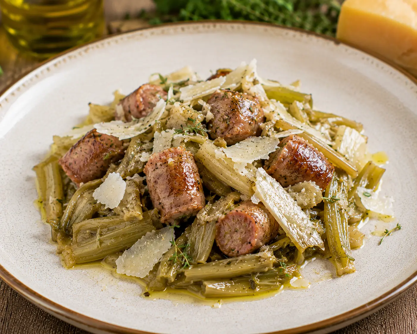 Salsiccia con cardi spinosi e pecorino