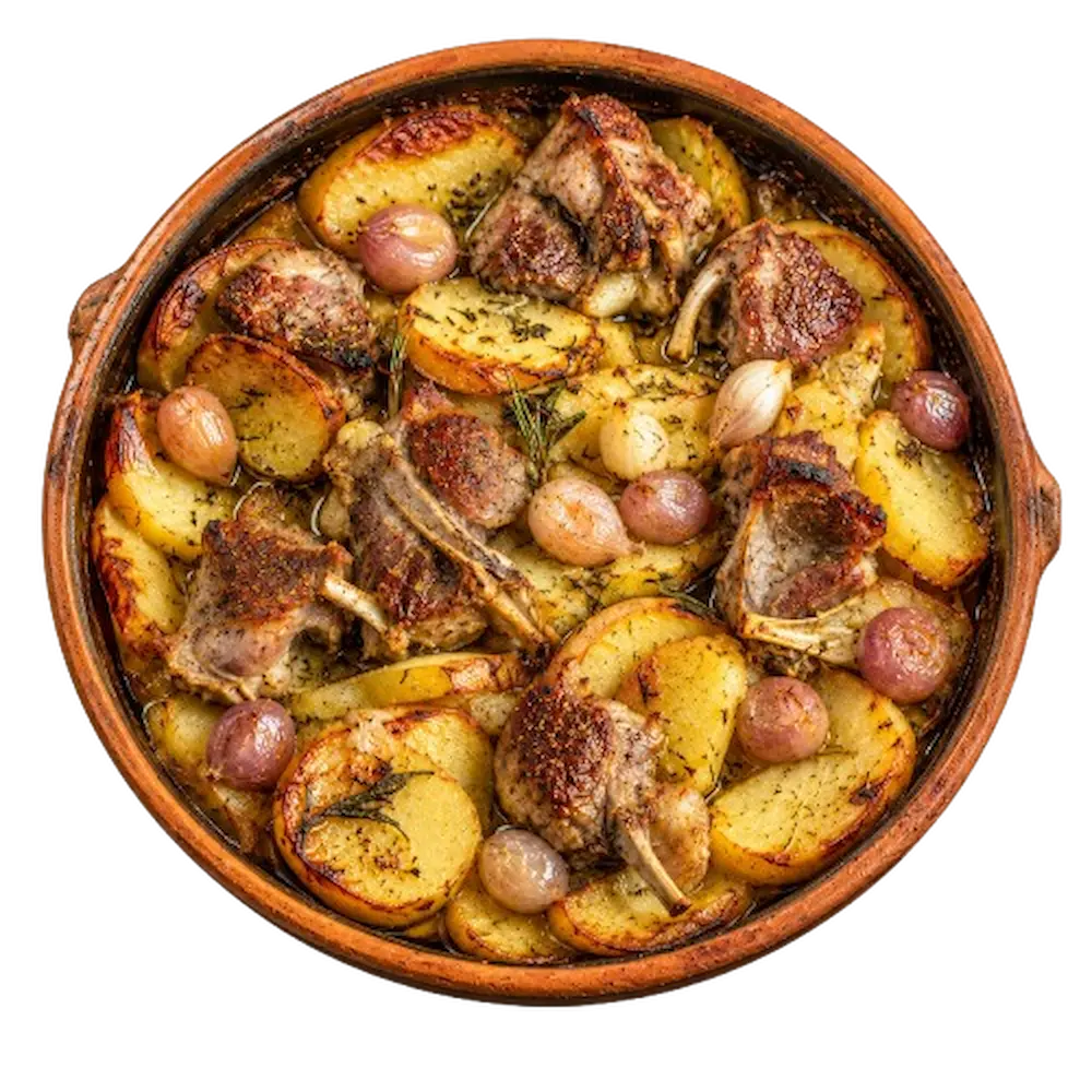 Tiella di agnello, patate e lampascioni, piatto pronto