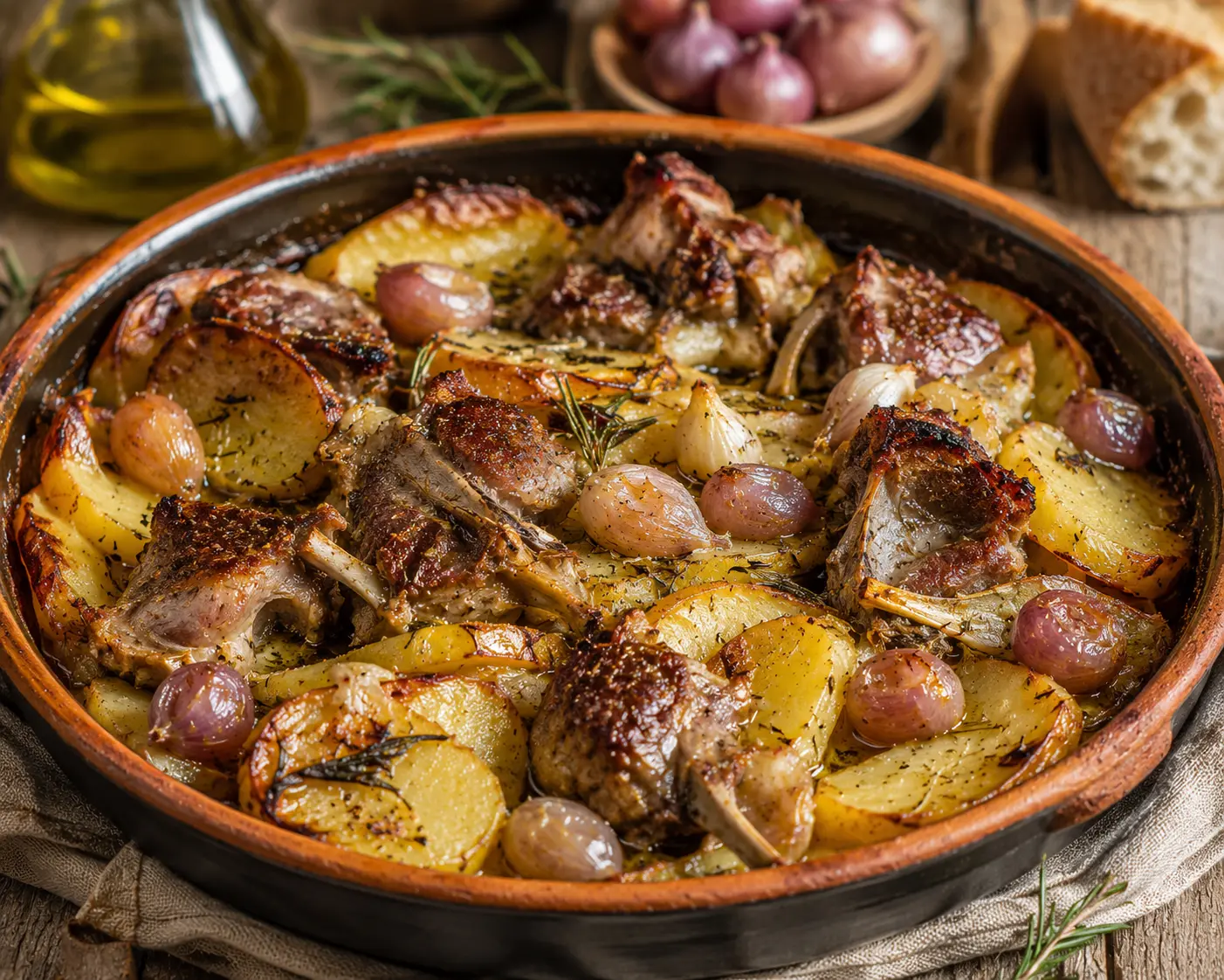 Tiella di agnello, patate e lampascioni